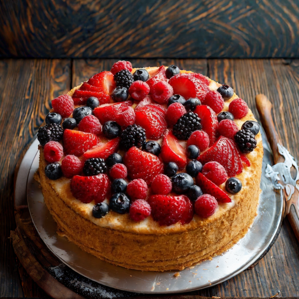 Beso De Miel Decorado Con Frutos Rojos